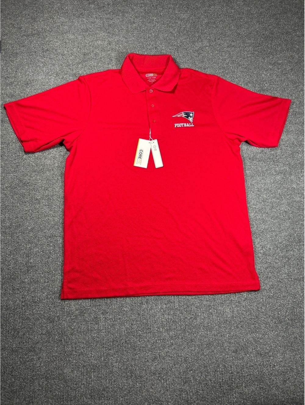 Core 365 Classic Red Polo Shirt with Football Logo NWT